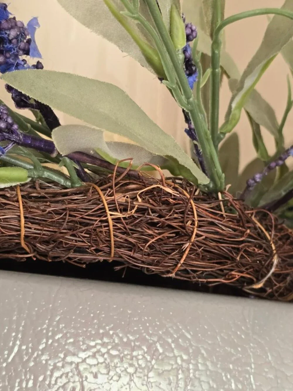 Lavender and Herb Table Ring Centerpiece with glass and battery-operated candle